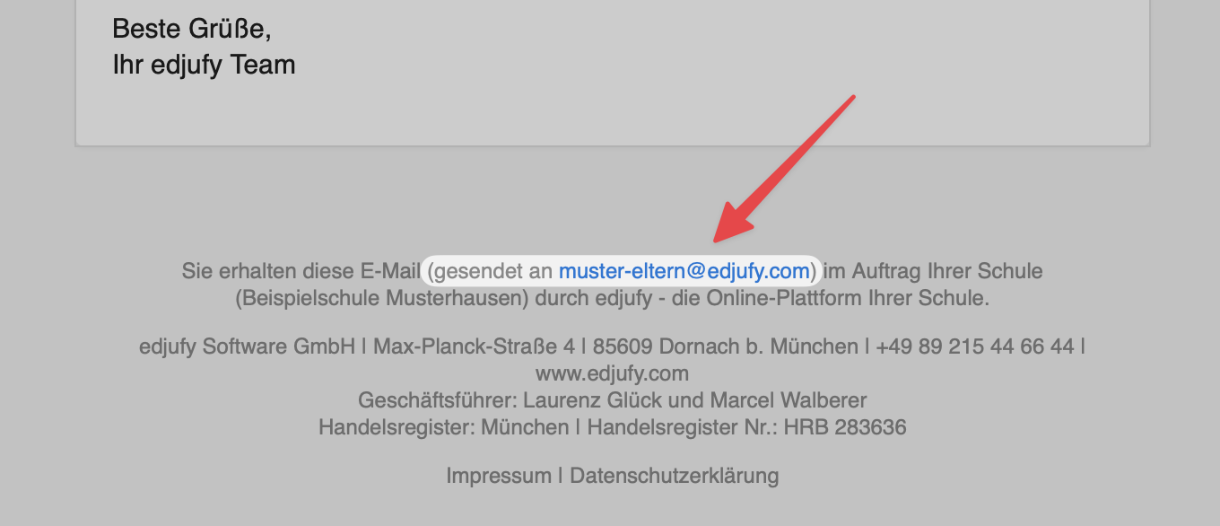 E-Mail Adresse im Footer finden
